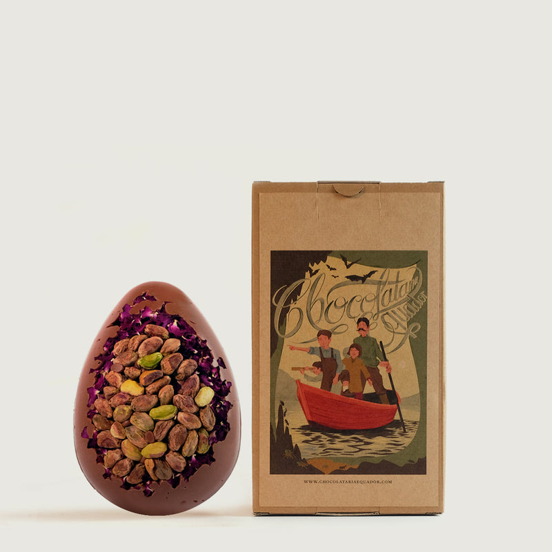 Ovo L Chocolate de Leite com Pistachio e Rosas